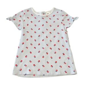 Baby B’Gosh Striped Strawberry Print T-Shirt with Tie Knot Sleeves | Girls 4T
